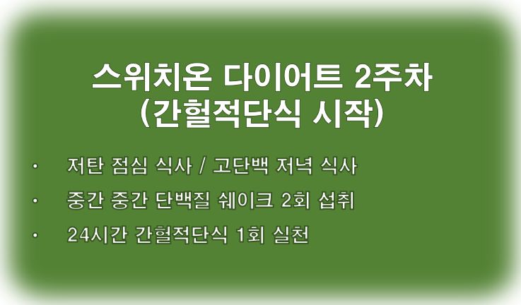 스위치온 다이어트 2주차 방법