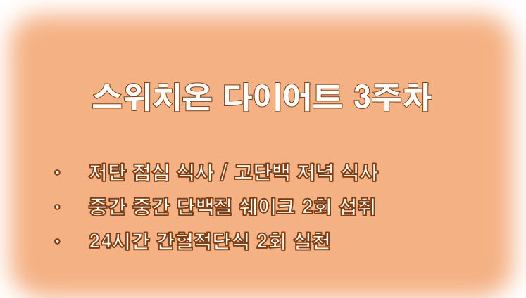 스위치온 다이어트 3주차 방법