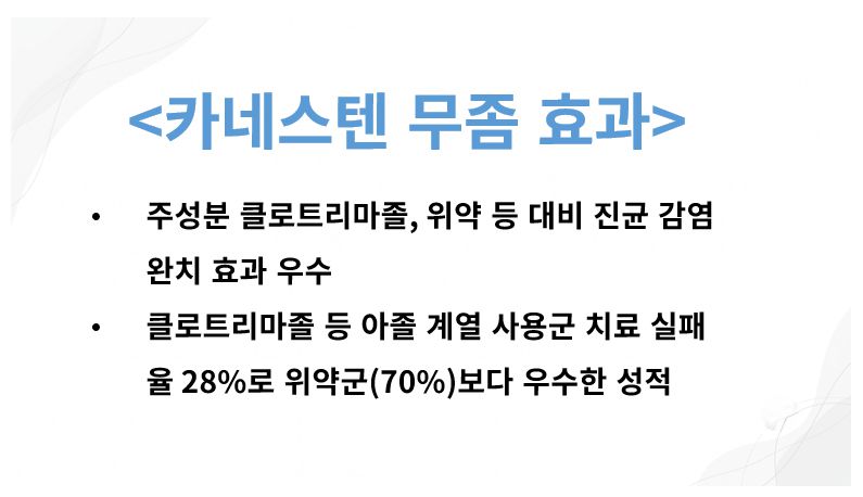 카네스텐 무좀 효과 정리 슬라이드