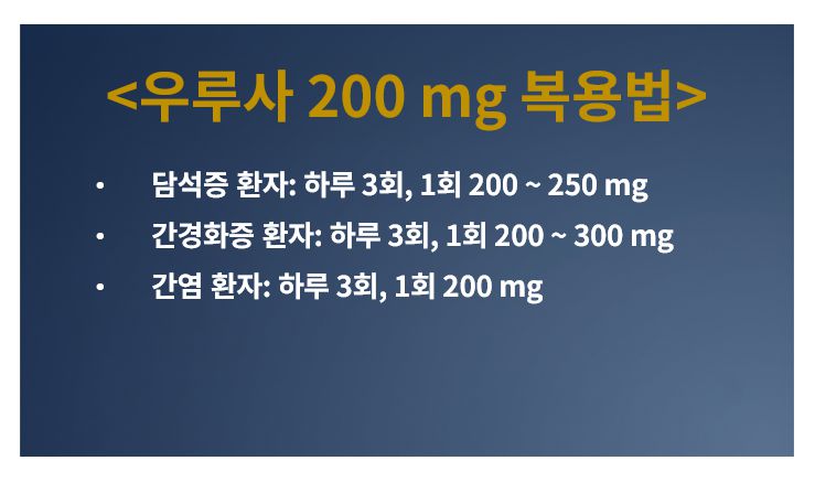 우루사 200 mg 복용법 슬라이드