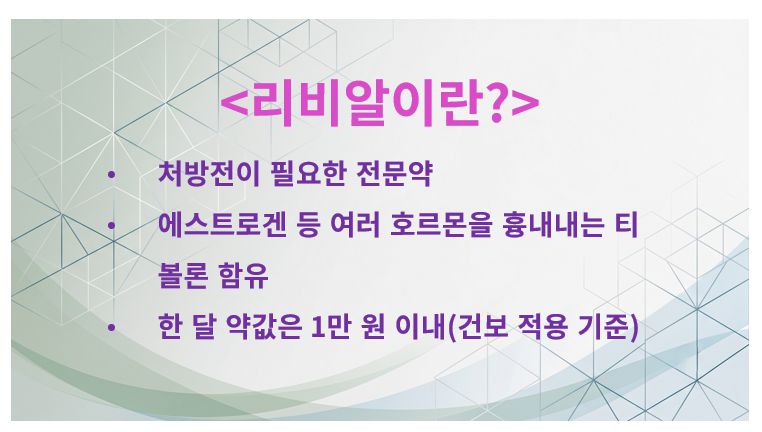 리비알 성분 분류 가격 정리 슬라이드