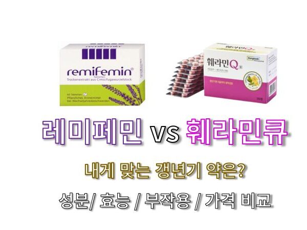 레미페민 vs 훼라민큐 효능 성분 부작용 가격 비교 글 사진