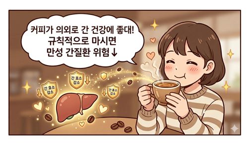 간에 좋은 음식 4 커피. 커피는 간질환 위험을 낮출 수 있다는 내용 