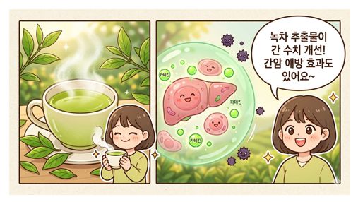간에 좋은 음식 2 녹차로 카테킨 등이 간 건강에 보탬이 된다는 내용 