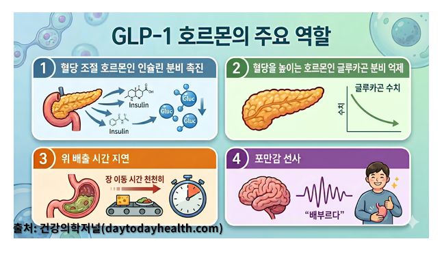 GLP1 호르몬의 역할 인포 그래픽