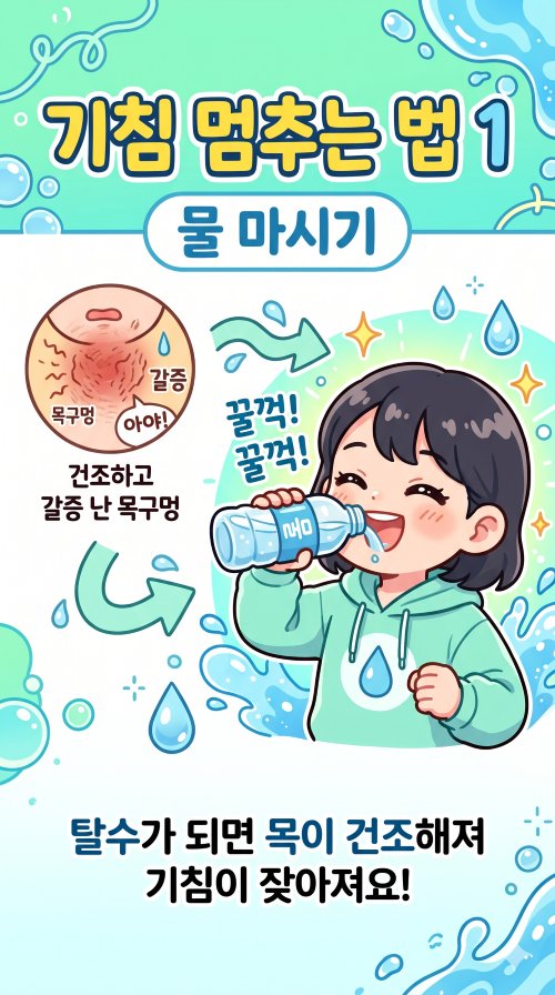 기침 멈추는 법 1 웹툰으로 캐릭터가 물을 마시는 장면