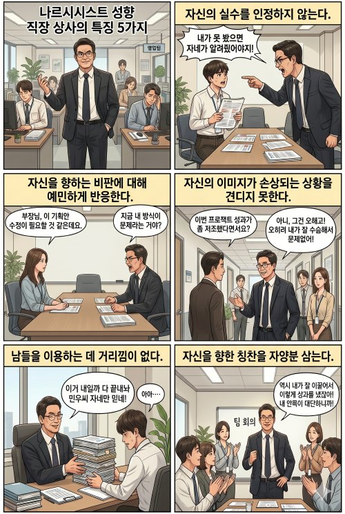 나르시시스트 상사 특징 5가지를 담은 웹툰