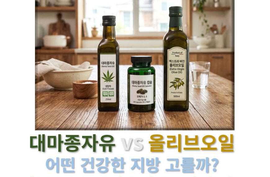대마종자유 vs 올리브오일 성분 효능 사용법 보관법 비교