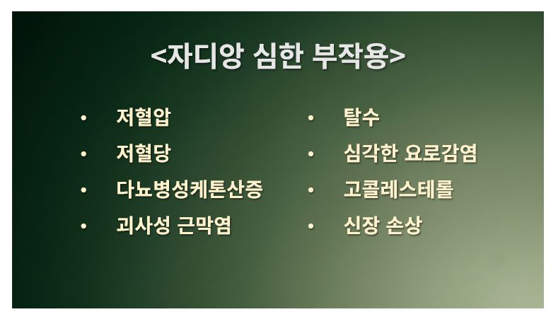 자디앙 심각한 부작용 정리 슬라이드