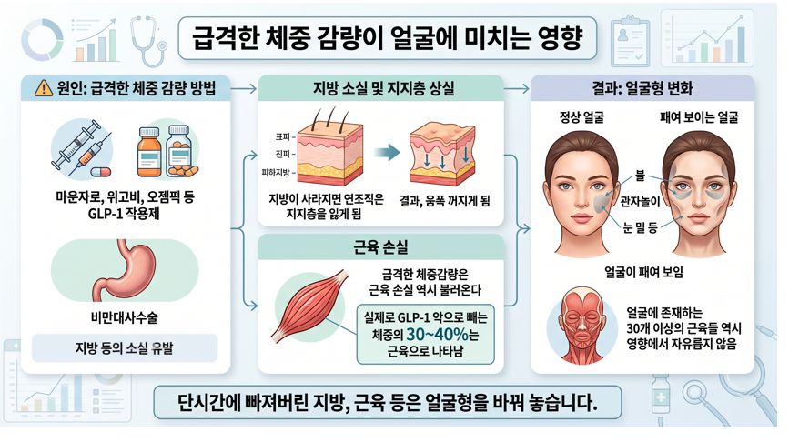 마운자로 얼굴 패임 노화 현상 발생하는 이유 인포그래픽