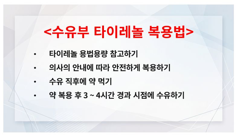 수유부의 타이레놀 복용법 정리 슬라이드