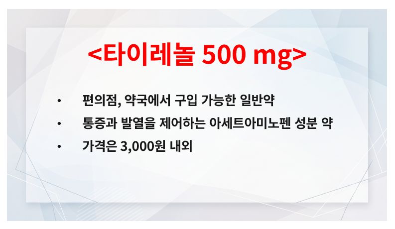 타이레놀 성분 가격 원리 정리 슬라이드