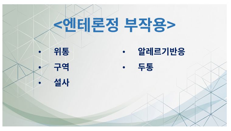 엔테론정 부작용 증상 정리 슬라이드