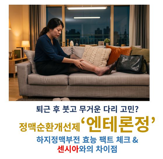 엔테론정 하지부종 치료 효과 팩트체크 및 센시아와의 차이점 정보 글 커버 사진