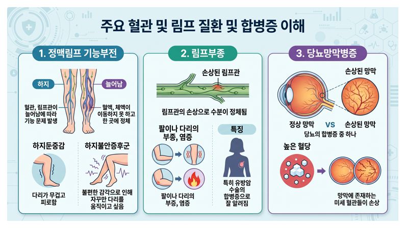 정맥림프 기능부전 림프부종 당뇨망막병증 용어 설명 인포 그래픽