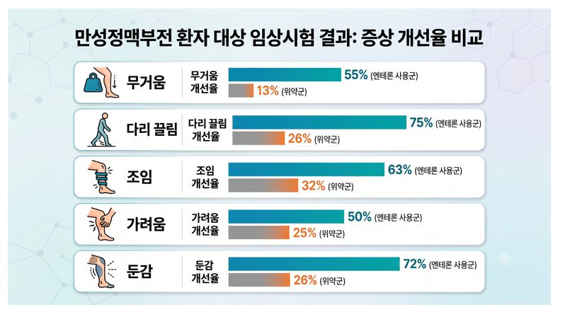엔테론정 자체 임상시험 결과 설명 인포그래픽