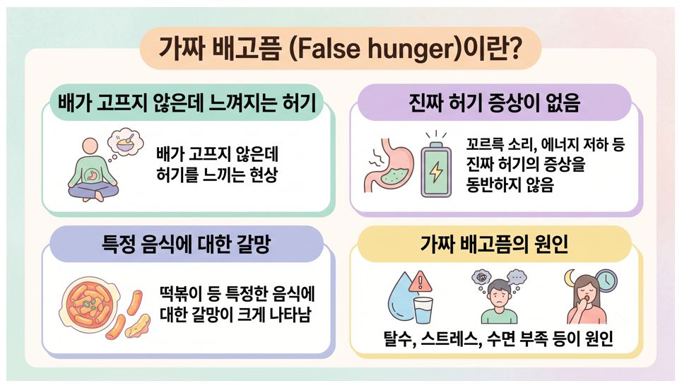 가짜 배고픔 정의 원인 정리 인포그래픽
